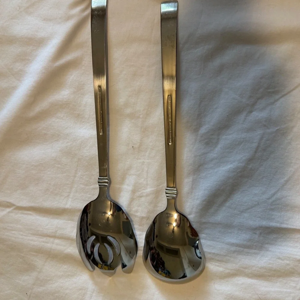 Reed & Barton Northland 18/10 Stainless‎ Steel Salad Servers Serving Set 12.5in